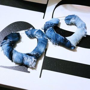 Handmade Heart-Shaped Denim Hoops